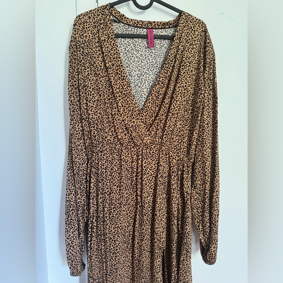 Robe longue léopard fendue manches longues maxi dress split wrap long sleeves - Picture 2 of 5